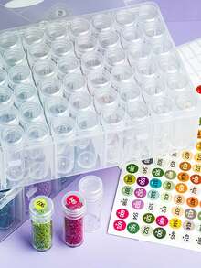 Diamond Painting Storage Box, 60/24 Bottle Capacity, Equipped With 4 Classification Labels, Used For Organizing Diamond Painting Supplies, Including Diamond Painting Tools And Jewelry Bead Assembly Tools, Suitable For Embroidery Storage - A - View 7