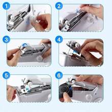 EDCUEBE7 Portable Handheld Sewing Machine - Quick Sewing Mini Tool, White/Black, Compact Design With Adjustable Tension Knob And Presser Foot, For Clothing Cutting | Handheld Sewing Machine | Multi-Functional Sewing Tool, Suitable For Travel And Home DIY Fabric Repair, Easy For Beginners To Use, Accessory Color Random - Manual Sewing Machine + Sewing Kit - View 7