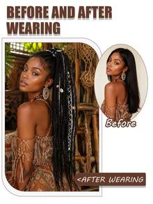 Bohemian-Style Braided Beaded Matte Gradient Dreadlocks African Hair Tie Ponytail, Perfect For Women To Wear At Parties And Gatherings. - Multicolor - View 5