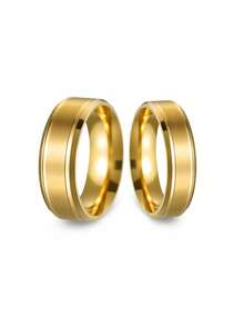 2 Pieces Simple And Stylish Matte Beveled Stainless Steel Men's Rings, Unisex Couple Rings Jewelry Accessory, Suitable For Everyday Weddings Jewelry - Multicolor - View 14