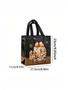 4pcs/1pc Black Christmas Gift Bags With Handles, Christmas Tree And Snowman Pattern, Portable Party Gift Bags, Non-Woven Fabric Shopping Bags, Suitable For Christmas And Daily Use - One Size Fits All - View 3