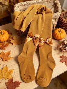 4/1pc Girl's/Girls' Autumn/Winter Snug Fit Leggings, Retro Maillard Color Palette Sweet & Cute Girls' Tights, Suitable For Daily Wear - Multicolor - View 6