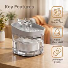 New Automatic Circulating Water Dispenser For Cats And Dogs, Runs Quietly, USB Powered, Filtered Oxygenated Water, Easy To Clean, Suitable For Cats And Dogs, Large Capacity, Halloween And Christmas Gift, Battery Not Included. - 1.8L - View 7