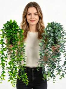Artificial Plants Hanging Planter Wall-Mounted Shelf Decor Suitable For Indoor Outdoor Living Room Shelf Decoration Home Decor Room Decor Garden Decor Wall Decor - Eucalyptus - View 12