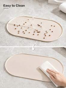 1pc Cat Feeding Mat, Non-Slip Waterproof Anti-Spill Design, Oval Pet Food Mat With Raised Edge And Feeding Port - Easy To Clean Durable Surface, Suitable For Dry And Wet Food, Scratch-Resistant Protective Mat, Also Suitable For Dog Bowls (Compatible With Cat/Dog Bowls), Multi-Pet Households, Dog Owners - Multicolor - View 9
