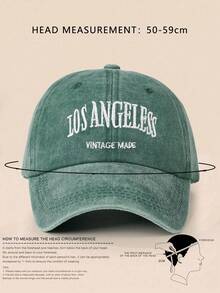 1件中性兒童刺繡字母 LOS ANGELES Y2K 風格防曬透氣百搭棒球帽，適合春秋戶外休閒旅行穿著 - 墨綠色 - View 2