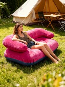Foldable Double Inflatable Sofa Chair, Soft And Comfortable Home Leisure Slouchy Lounge Chair Sofa; Portable Outdoor Type, Can Be Used For Lying Down And Sleeping; Double/Multi-Person Portable Outdoor Camping Air Mattress Sofa; Adult Nap Room; Dormitory Rest Chair; Multiple Colors Available - Multiple Styles - View 3