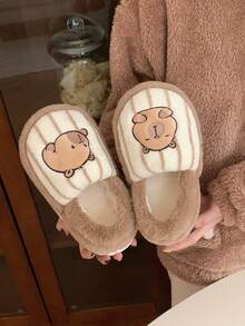 XIXITIAO Cute Closed-Toe Capybara Slippers, Soft Warm Cozy House Slippers - Light Brown - View 4