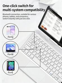 AKKHOO Teclado inalámbrico con panel táctil, recargable, teclado de tamaño mini compatible con iPad y tabletas - Blanco - Ver 3