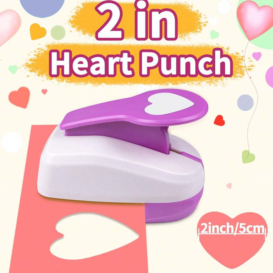 2 Inch 50mm Heart Paper Hole Puncher Cutter Tool Daily Fashion Heart Shape 2 Inch 48mm DIY Portable Suitable For Paper Crafts Cardmaking Scrapbooking For Journaling For Student