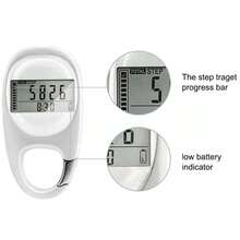 Pedometer 3D Walking Pedometer, Portable Sports Step Counter With Carabiner Clip - White - View 3