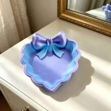 3D Printed Heart-Shaped Jewelry Tray With Pink Bow, Suitable For Vanity, Sinkside Or Jewelry Storage. A Great Home Decor, Desk Accessory And Jewelry Organizer - Multicolor - View 9