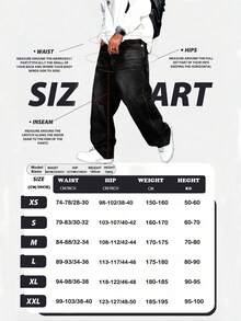 Jeans casuales de corte holgado para hombre - Negro - Ver 6