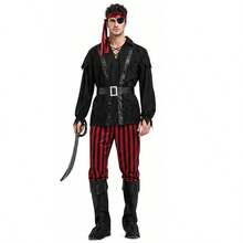 Halloween Men's Pirate Cosplay Costume Captain Jack Sparrow Costume Medieval Men's Carnival Party Set - Multicolor - View 2