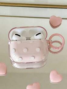 Korean Style Minimalist Semi-Transparent Pink/Purple Polka Dot + Circle Earphone Case Compatible With Airpods 5/Pro/3rd/4th Generation, New Pro 2 Protective Cover, Cute Apple 4 Minimalist 3 Personalized 1st/2nd/5th Generation Girls Earphone Case Protective Cover - Multicolor - View 5
