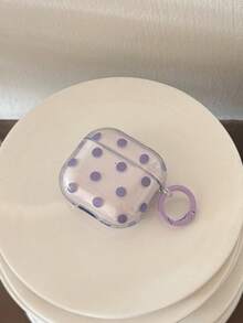 Korean Style Minimalist Semi-Transparent Pink/Purple Polka Dot + Circle Earphone Case Compatible With Airpods 5/Pro/3rd/4th Generation, New Pro 2 Protective Cover, Cute Apple 4 Minimalist 3 Personalized 1st/2nd/5th Generation Girls Earphone Case Protective Cover - Multicolor - View 17