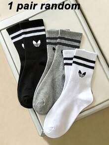 1/3/6 Pairs Men's Striped & Solid Color Mid-Calf Socks, Couple Socks, Comfortable Breathable Casual Sports Socks, Unisex, Versatile For Daily Wear - Multicolor - View 12