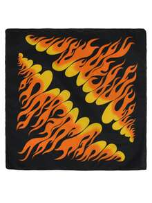 3 pièces Foulard carré unisexe à imprimé flamme à la mode, accessoire polyvalent pour l'extérieur, bandeau pour cheveux, bandana, serviette de visage, mouchoir, foulard, châle - Multicolore - Voir 6