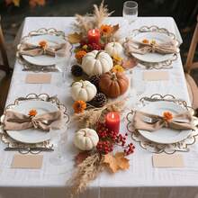 20/50Pcs 13.5 Inch Orange Autumn Harvest Floral Border Placemats, Disposable Tea Party Placemats, Suitable For Table Setting, Event Party, Wedding, Wedding Banquet, Birthday Decoration - View 9