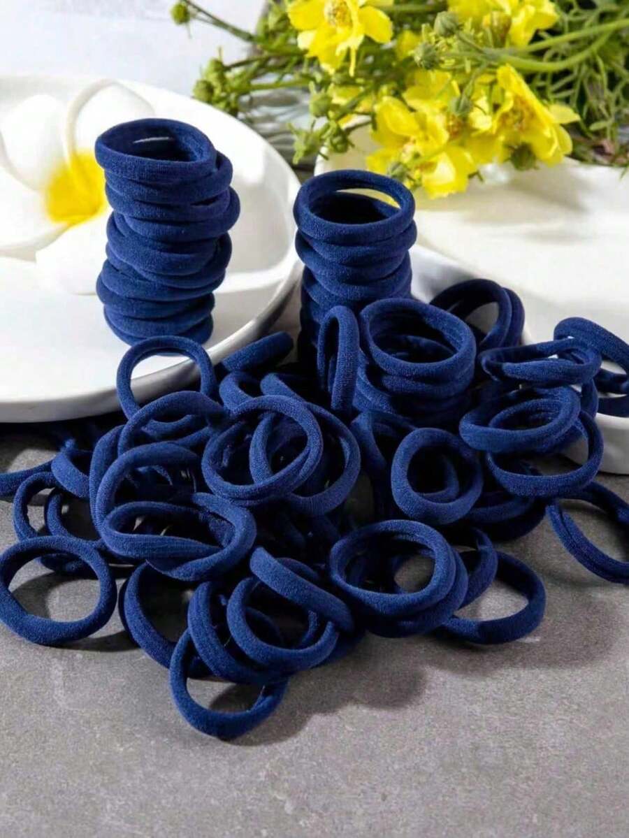 200/100/50/1pc High Elasticity Ponytail Hair Bands, Navy Blue, Seamless, Elastic Hair Bands, Home, Hair Accessories, Reusable, Outdoor Garden Decoration, Fan, Room Decoration, Teacher Gift, Wedding Decoration, Holiday Accessories, Garden Furniture, Garden, DIY, Bedroom Decoration, Kitchen Decoration, Dorm Essentials, Storage Room, Travel Essentials, Bachelorette Party Supplies, Office Desk Accessories, Home Decor - Multicolor - View 1