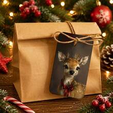 50pcs Vintage Christmas Reindeer Gift Tags With Jute Rope - Holiday Deer Pattern Paper Party Favor Hanging Tags, Suitable For Gifts, Gift Wrapping And Party Decoration, Christmas Gift Wrapping Supplies - A - View 5