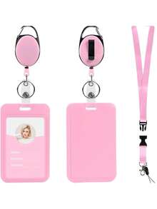 Retractable Lanyard Neck Card Holder, Reversible Double-Sided Transparent Employee ID Badge Holder, Bus Card Holder - Multicolor - View 9
