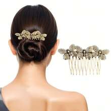 5pcs Women's Vintage Hair Combs Decor, Butterfly Flower Leaf Pearl Rhinestone Metal Hair Combs With Teeth Clips, Crystal Bridal Hair Pins, Suitable For Wedding Accessories, Daily Wear, Halloween - Multicolor - View 5