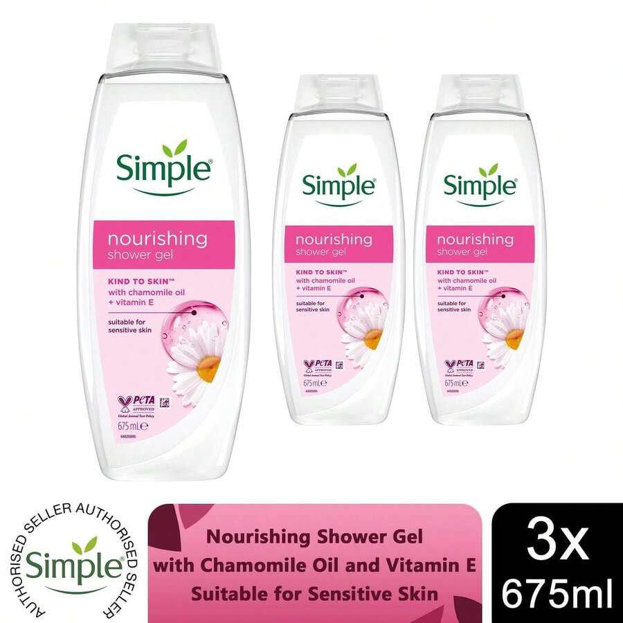Simple Kind To Skin Nourishing Shower Gel 3x675ml - Sandalwood - View 1