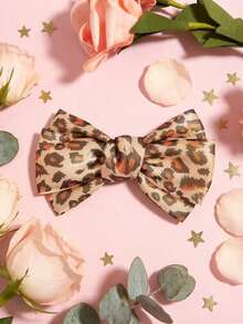 1 par de accesorios de decoración para zapatos con lazo y flor de satén con estampado de leopardo, estilo popular europeo y americano, versátil, desmontable para mujer/Solo accesorios para zapatos, zapatos no incluidos - Color estampado de leopardo - Ver 6