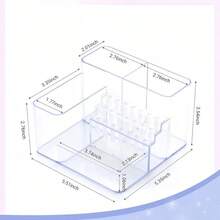 1pc Nail Art Tool Storage Box, Suitable For Storing Nail Drill Bits, Nail Files, Nail Brushes, Suitable For Home And Nail Salon Use, Nail File Holder, Nail Pen Storage, Gel Nail Brush Sponge Container, Portable Rectangular Plastic Transparent Nail Supplies Storage Box (Nail Tools Not Included) - View 1