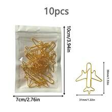 10/20/40pcs Creative Airplane Shaped Gold Rose Color Metal Paper Clips, Office Supplies, Suitable For Planner, Notebook, Card Packaging, Office School Stationery Gift - Airplane - View 15