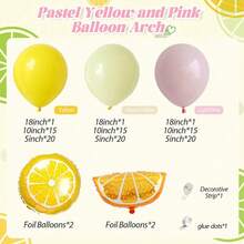 114pcs Pastel Yellow Pink Lemon Balloon Garland Arch Kit Pastel Yellow Light Pink Balloons With Lemon Foil Balloons Suitable For Lemon Theme Baby Shower Bridal Shower Birthday Party Decorations - Pale Yellow - View 3