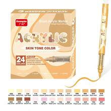 GuangNa 12/24 Acrylic Paint Markers , Skin Color Brush Tip Acrylic Paint Pens For Pumpkin Paint, Rock Painting, Wood, Glass, Paper, Coloring Book, Ceramic, Canvas, DIY Crafts, Water-Based Ink - Sets - View 12