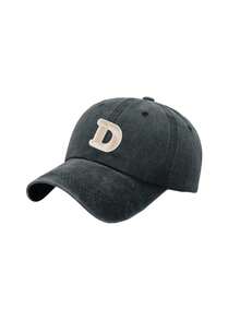 1Pc Unisex A-Z Letter Outdoors Fashionable Leisure Washed Baseball Cap, Adjustable Outdoor Sun Protection Casual Hat,Suitable For Daily Matching - Black - View 11