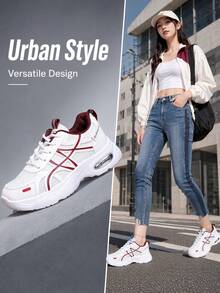 2026 New Arrival Women's Sporty Chunky Running Shoes, Lightweight Breathable Mesh Athletic Sneakers For Gym & Hiking - Red - View 2