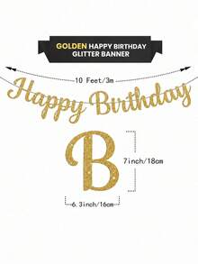 1套亮金 Happy Birthday 橫幅，金色生日派對裝飾，Happy Birthday 標誌，女性生日裝飾，需DIY，Happy Birthday - 查看 7