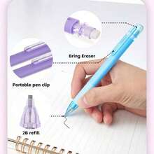 56pcs Luxury Stationery Set, Includes 1 Multi-Function Double-Window Pencil Case, 7 Black Gel Pens, 6 0.5mm Mechanical Pencils, Ruler, Eraser And More, Suitable For Middle School Students Back To School, Office And Study Supplies - Stationery Set - View 9