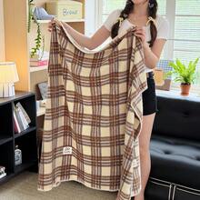 1 buah Selimut Lembut Katun Fleece Motif Kartun, Dapat Dipakai, Selendang, Selimut Tidur Siang Tanpa Sarung Bantal, Cocok untuk Kantor, Ruang Tamu, Kamar Tidur, Selimut Serbaguna - Coklat - View 2
