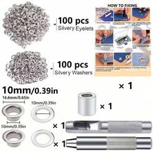 EDCUEBE7 100pcs (6/8/10/12mm) Copper Eyelet Tool Set, Includes Puncher And Hollow Punch Head, Suitable For Installing Eyelets On Clothing, Leather, Fabric, Belts And Other Materials, As Well As Impact Punch And Puncher, Can Be Used For Jewelry Making. Durable Iron Tools, Suitable For Leather, Belts, Clothing And Curtains. Set Includes Storage Bag. - Multicolor - View 12