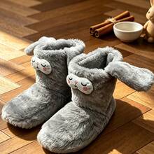 1 Pair Rabbit Cute Fabric Animal Silent Soft Sole Indoor Slippers Warm For Winter - Pink - View 4