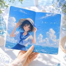 Aesthetic Anime Japanese Style Girl Exquisite Colorful Page Leather Notebook, Leather Cover With Colorful Inner Pages, Sweet Girl Student Memo Pad, Creative Anime Planner, Student Class Notebook - Japanese Girl Style Series - View 5