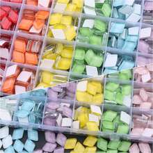 360pcs Rhombus Rainbow And Light Color Glass Mosaic 24-Grid Packaging Kit, Multi-Color Diy Bracelet Keychain Handmade Beading Accessory Set - B - View 1