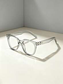 1 Pair New Women's Vintage Y2K Personalized Exquisite Charming Plain Lens Glasses, Suitable For Daily Commute. Applicable For Long-Term Use Of Computer, Phone And Screen, Also Can Be Worn As An Accessory. - Clear - View 7