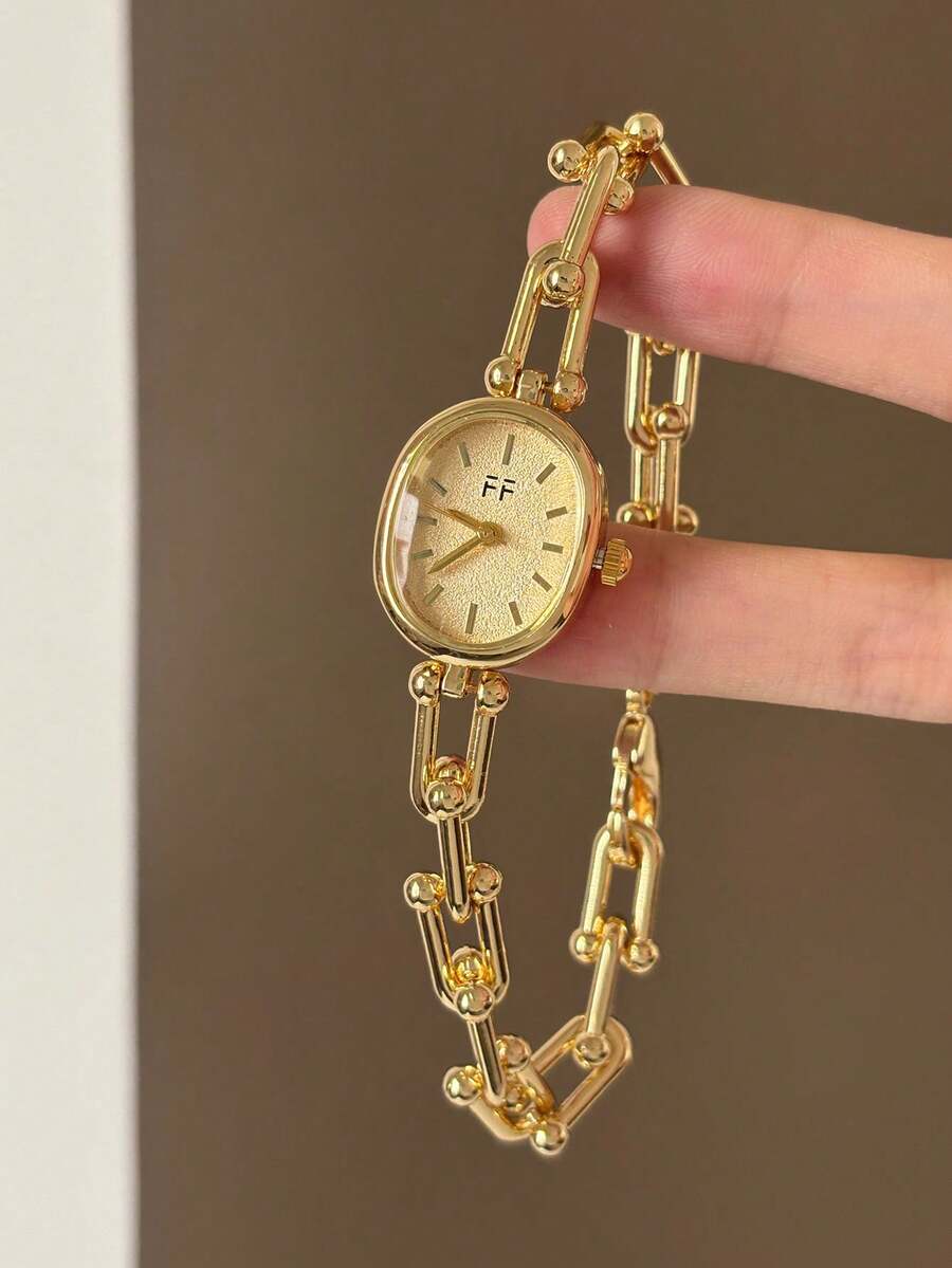 1pc Women's Quartz Watch, Fashionable Jewelry Style, Exquisite And Elegant, Suitable For Daily Wear, Birthday, Graduation Gift, Casual Occasions - Gold - View 1