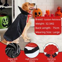 Dog Halloween Costume, Dog Vampire Demon Cape Cloak Set, Suitable For Small, Medium, Large Dogs, Cosplay And Daily Wear (Large Size) - View 6