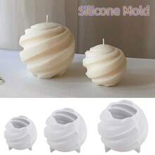 SILIKE LUFEI 1件/3件 矽膠模具 3D螺旋球樹脂蠟燭模 幾何肥皂蠟矽膠模 DIY香氛手工模具，居家婚禮宴會裝飾 - 白色 - 查看 1