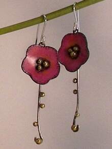Gmzalx Minimalist Rose Red Earrings, Delicate Curved Branch Design, Artistic Style, Daily & Date Accessory - Two-color - View 1