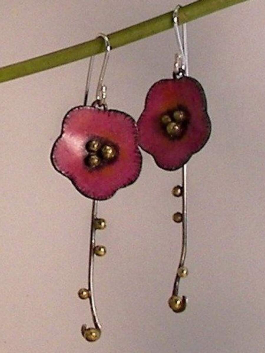 Gmzalx Minimalist Rose Red Earrings, Delicate Curved Branch Design, Artistic Style, Daily & Date Accessory - Two-color - View 1