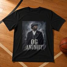 Camiseta de OG Anunoby de Peaky Blinders, Camiseta de Baloncesto de Nueva York, Diseño Gráfico Vintage de Gangster Hoops, Regalo para Fanáticos del Día del Partido - Negro - Ver 1