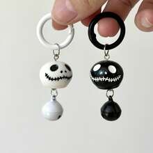 3PCS Halloween 3D Skull Keychain Resin Bell Prank Funny Skull Bag Pendant Accessory Holiday Party Gift - Multicolor - View 4